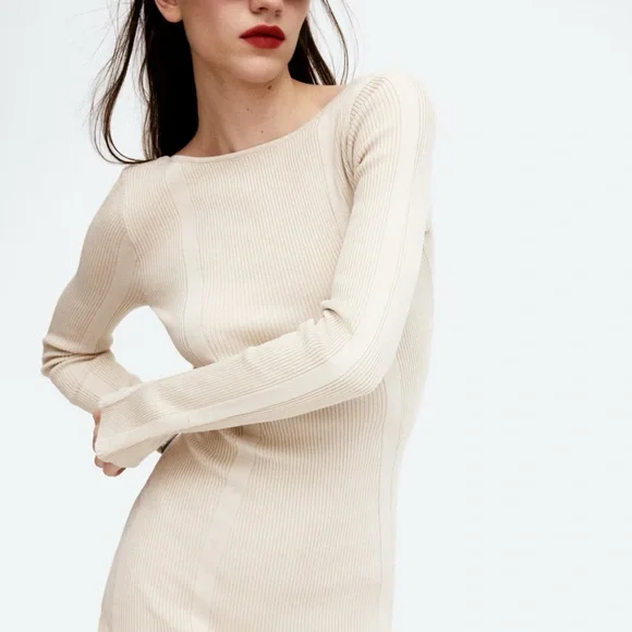 H&M RIBBED KNIT BODYCON DRESS - Picture 2 of 4